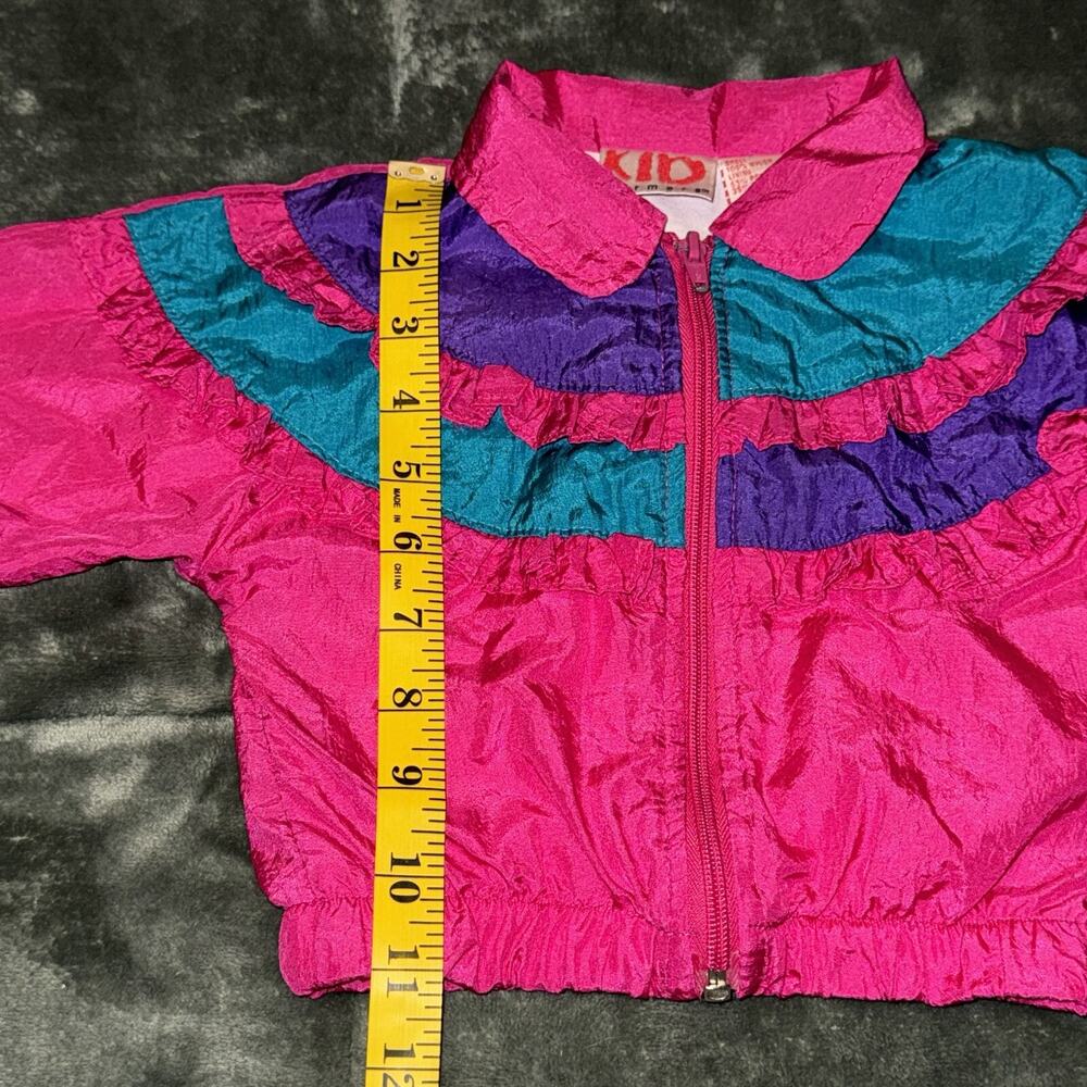 Vintage Kids Warmer Windbreaker Jacket Kids 12M Hot Pink Colorblock 70s 80s 90s - Picture 9 of 9
